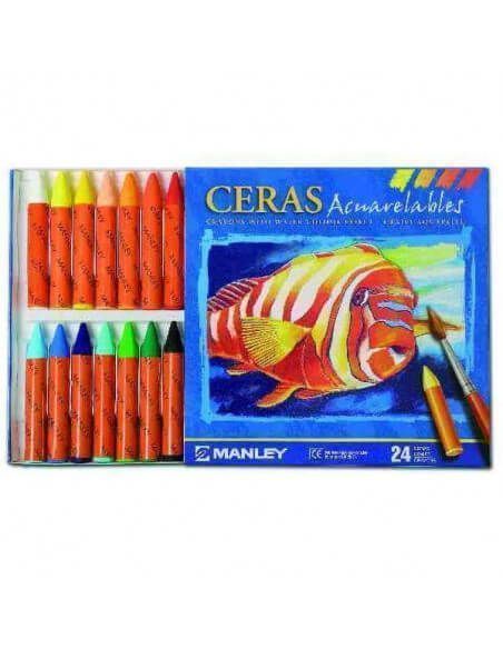 CERAS ACUARELABLES MANLEY CAJA 24 UNIDADES