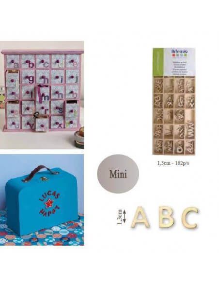 MINI ABECEDARIO MADERA 162 PIEZAS DE 1,3 CM. EN CAJA