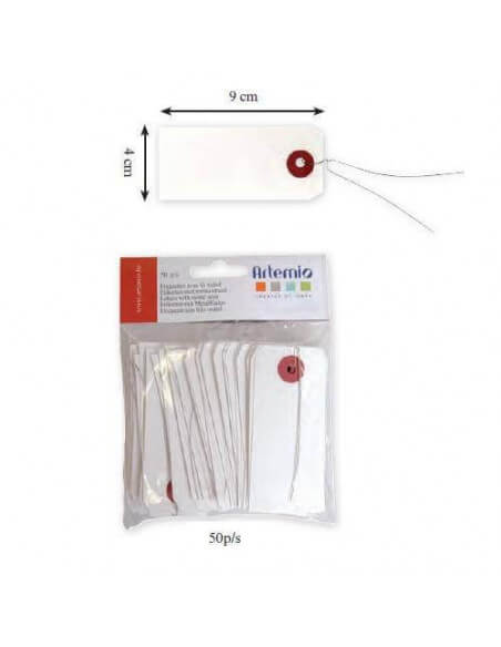 ETIQUETAS BLANCAS DE PAPEL CON ALAMBRE METAL