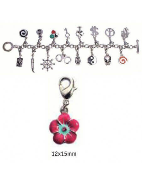 Charms con mosquetón color plata diseño moto para pulseras Pandora