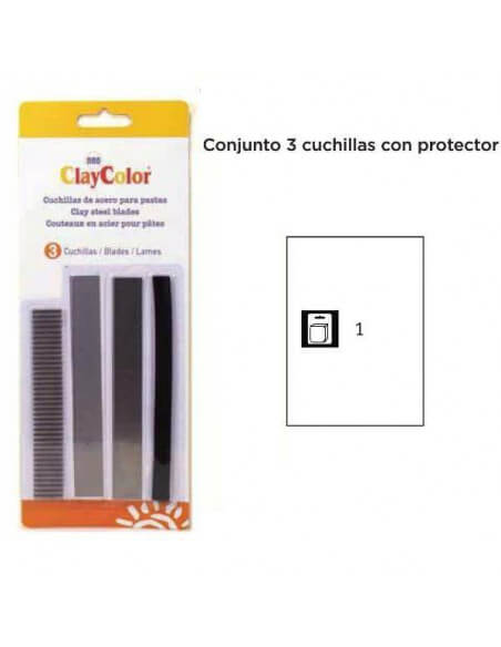 pack de 3 cuchillas con protector para pastas poliméricas Claycolor