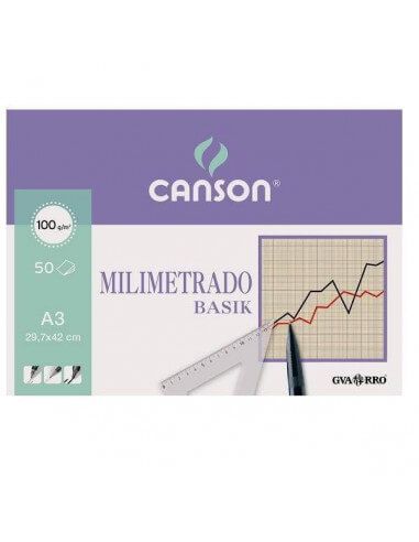 bloc de láminas A3 Basik milimetrado 100 gr GVARRO 50 hojas