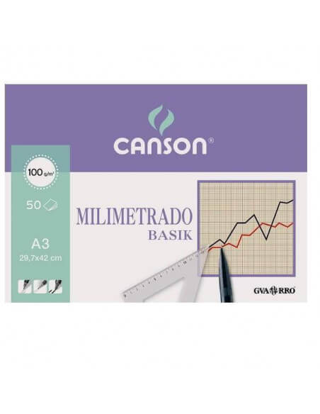 bloc de láminas A3 Basik milimetrado 100 gr GVARRO 50 hojas