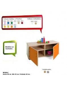 mueble de guarderías con 4 casillas MOBEDUC en melamina de haya