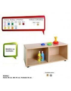 mueble escolar con 2 casillas MOBEDUC en melamina de haya