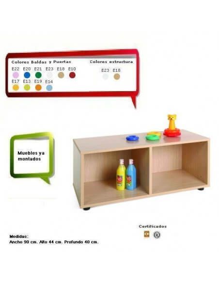 mueble escolar con 2 casillas MOBEDUC en melamina de haya