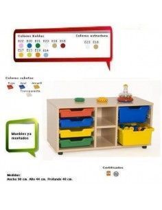 armario cubetero para guarderías con estantes MOBEDUC en haya