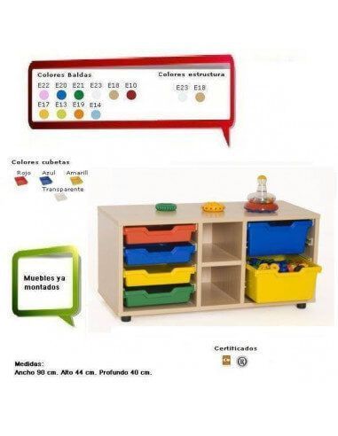 armario cubetero para guarderías con estantes MOBEDUC en haya