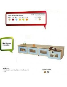 cajonera escolar MOBEDUC con 4 cajones frontal metacrilato