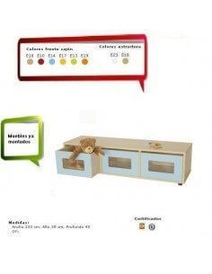 cajonera para guarderías MOBEDUC con 3 cajones frontal metacrilato