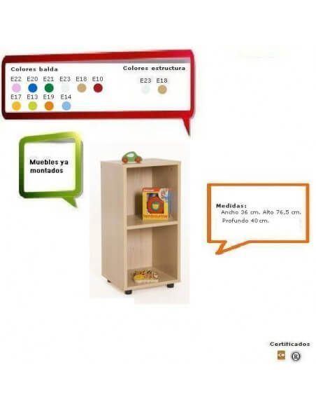 mueble estantería para colegios MOBEDUC de haya con 2 estantes