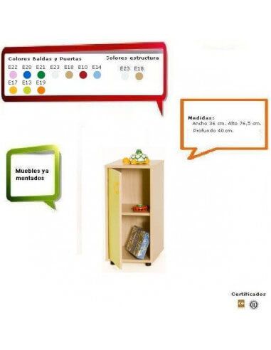 armario escolar MOBEDUC de haya con 2 estantes y puerta 36x76.5x40