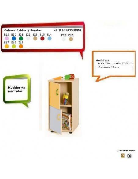 armario escolar MOBEDUC de haya con 2 estantes y 2 puertas compacto