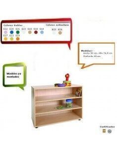 mueble escolar MOBEDUC con 3 estantes abierto de melamina haya