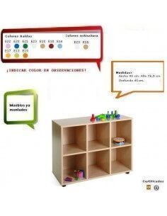 mueble MOBEDUC de haya para guarderías con 6 casillas