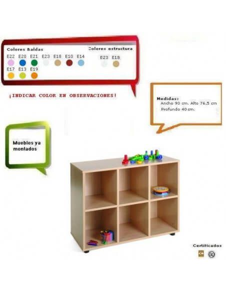 mueble MOBEDUC de haya para guarderías con 6 casillas