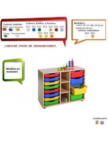mueble bajo MOBEDUC haya para colegios con cubetero