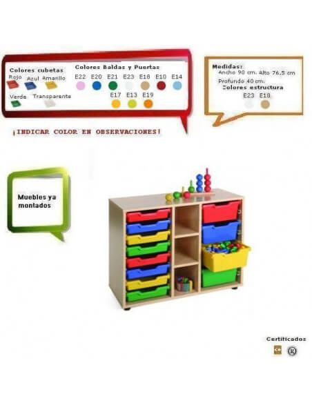 mueble bajo MOBEDUC haya para colegios con cubetero