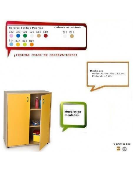 armario escolar MOBEDUC con 3 estantes y puertas