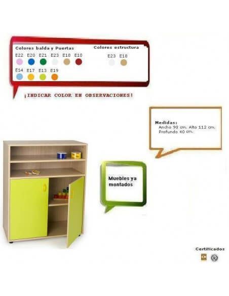 armario y estantería escolar MOBEDUC con puertas y estantes