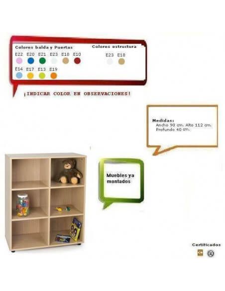 mueble casillero escolar MOBEDUC con 6 estantes de haya