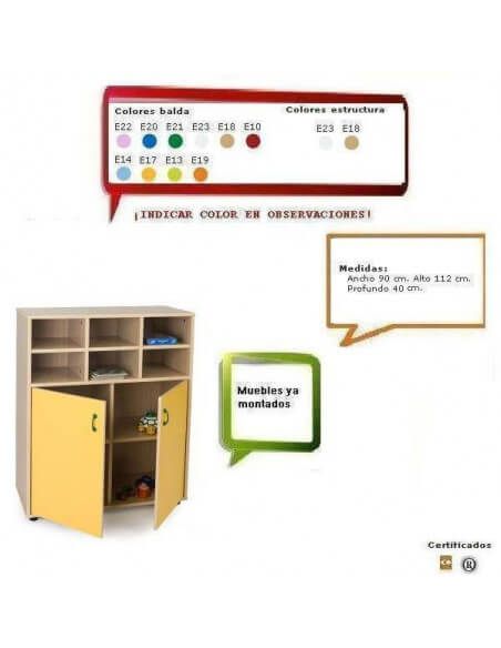 mueble casillero MOBEDUC para guarderías con 4 casillas y puertas