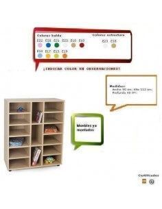 mueble escolar MOBEDUC con 15 casillas en haya resistente