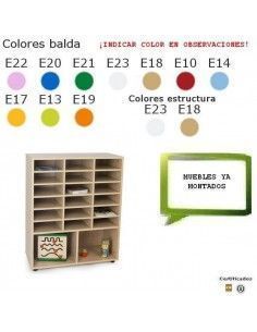 mueble escolar MOBEDUC con 2 casillas y casillero de 20 compartimentos