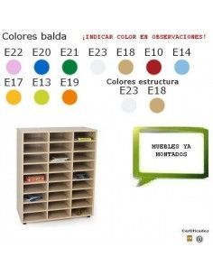 mueble casillero escolar MOBEDUC con 27 casillas acabado en haya