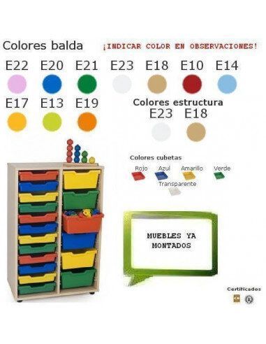 mueble cubetero MOBEDUC 2 columnas escolar acabado haya