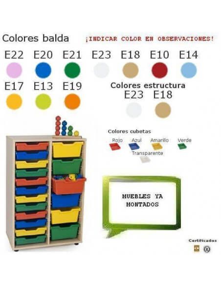 mueble cubetero MOBEDUC 2 columnas escolar acabado haya