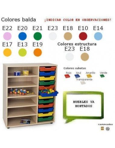 estantería cubetero MOBEDUC con 6 estantes para centros escolares