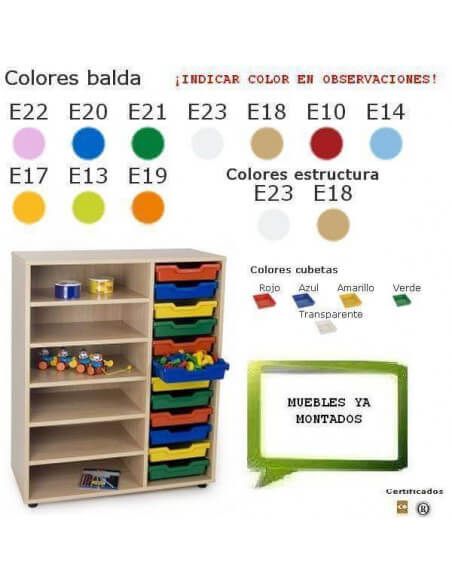 estantería cubetero MOBEDUC con 6 estantes para centros escolares