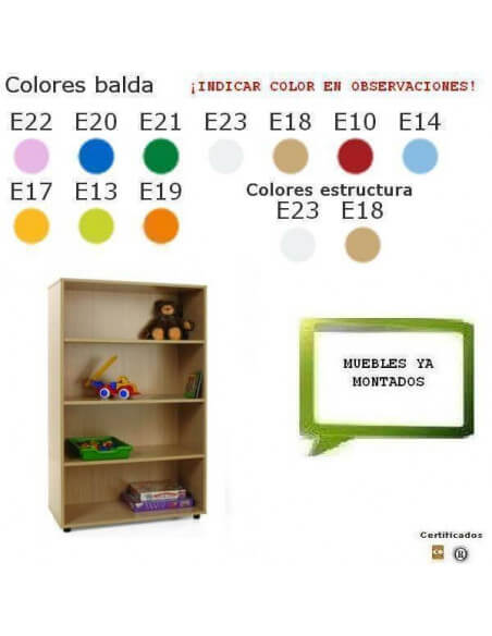mueble abierto MOBEDUC con 4 estantes escolares acabado en haya