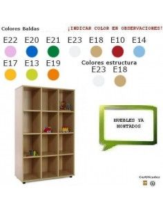 mueble casillero MOBEDUC para aulas con 12 casillas acabado en haya
