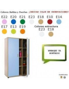 mueble armario escolar MOBEDUC con 12 casillas acabado en haya