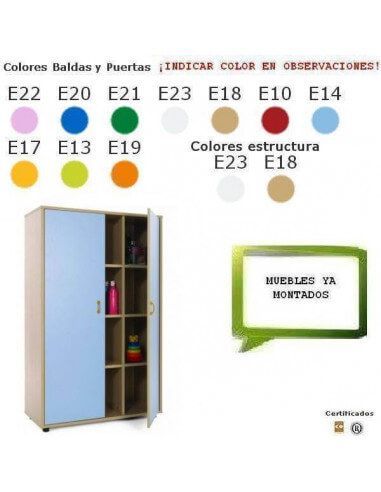 mueble armario escolar MOBEDUC con 12 casillas acabado en haya