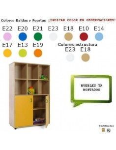 casillero para guarderías MOBEDUC con 6 casillas y 2 puertas en haya