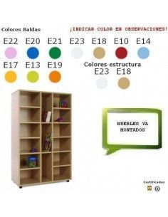 mueble con baldas para guarderías MOBEDUC de 15 casillas en haya
