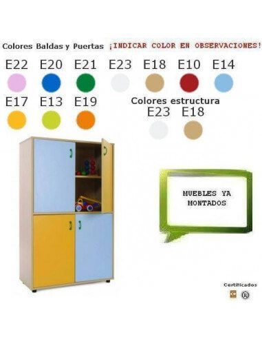 mueble con 4 puertas MOBEDUC para colegios acabado en haya
