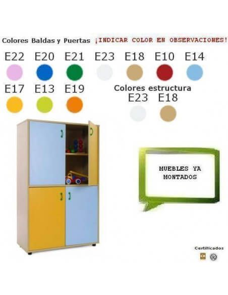 mueble con 4 puertas MOBEDUC para colegios acabado en haya