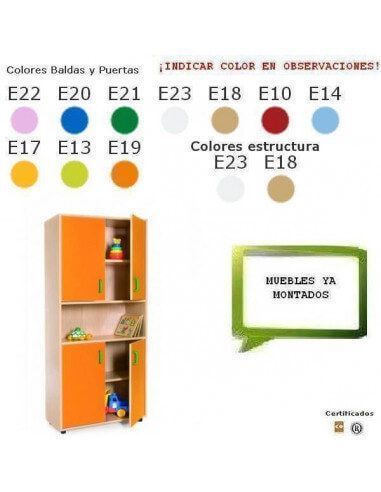 armario para colegios MOBEDUC con puertas y estante central en haya