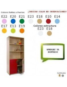 mueble estantería para guarderías MOBEDUC con puertas acabado haya