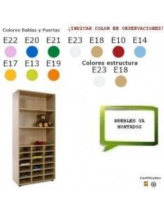 casillero estantería MOBEDUC 18 casillas y 3 estantes para colegios