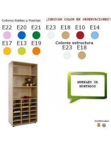 casillero estantería MOBEDUC 18 casillas y 3 estantes para colegios