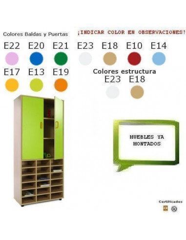 armario casillero MOBEDUC 18 casillas con puertas para colegios