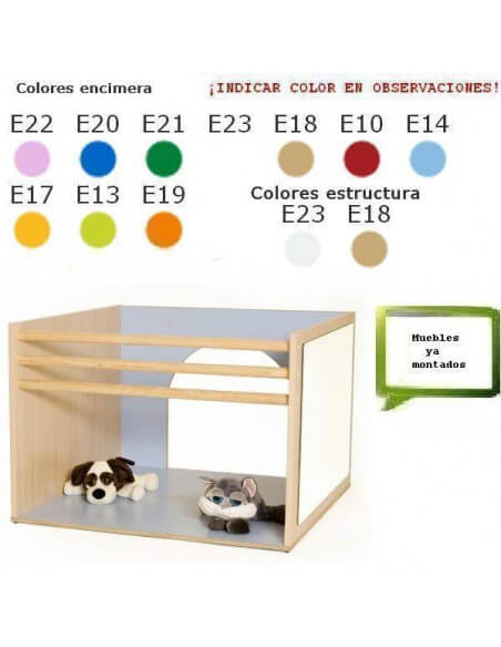 cubo de descubrimiento escolar MOBEDUC con barras y espejo en haya