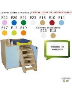 mueble cambiador para guarderías MOBEDUC con escalera giratoria