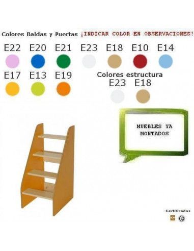 escalera para cambiador de guarderías MOBEDUC con 4 peldaños