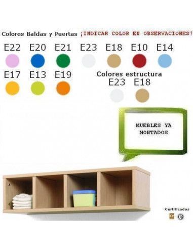 mueble casillero para guarderías MOBEDUC de 4 casillas en haya